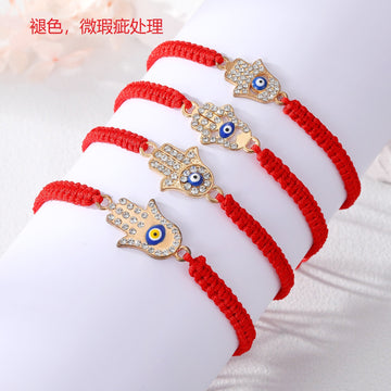 Red Cord Hamsa and Blue Evil Eye Bracelets in Four Designs