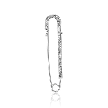 Crystal Safety Pin Brooch In 2 Styles With Polished Metal Details