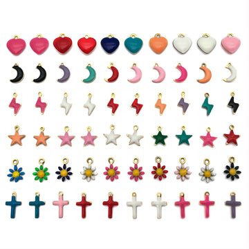 Colorful Heart and Cross Metal Charms with 13 Listed Options