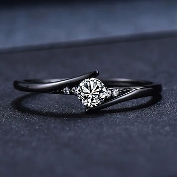 Round Solitaire Curved Split Ring In Three Metal Tones