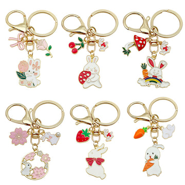 Bunny and Rabbit Charm Keychains in 12 Pictured Variations