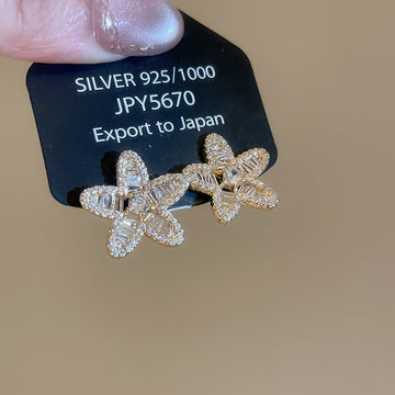Pave Crystal Open Star Stud Geometric Statement Earrings