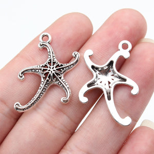 Textured Starfish Metal Charm Pendant Metal Jewelry Making Component