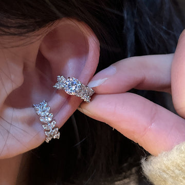 Silver Crystal Leaf Ear Cuffs Two Piece Listing Pendant Jewelry