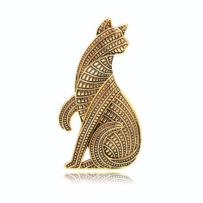 Front product view of the cat brooch pin in gold