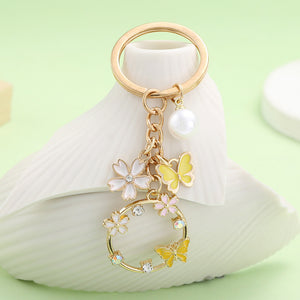 Alloy Enamel Butterfly, Flower, and Heart Keychains, 32 Styles