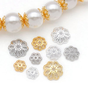 Openwork Flower Bead Caps in Brass, 5 mm to 8 mm Jewelry Findings