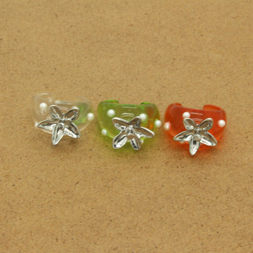 Clear Acrylic Starfish and Faux Pearl Wide Rings in Three Colors