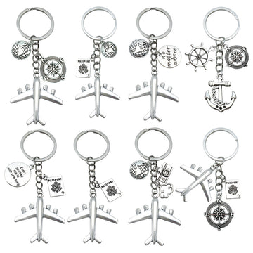 Silver Tone Travel Keychains In 9 Airplane And Nautical Styles