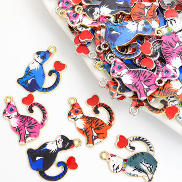 Enamel-Look Gold Silver Heart Alloy Jewelry Pendants in 10 Styles