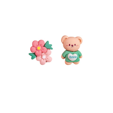 Eighteen Mismatched Cute Animal Flower Novelty Stud Earrings