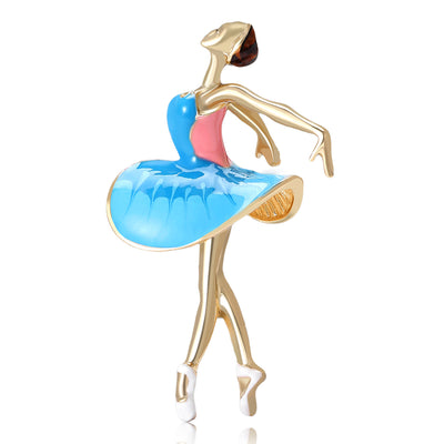 Enamel Ballerina brooch shown in front product view