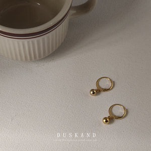 Gold Tone Small Round Ball Charm Huggie Hoop Earrings
