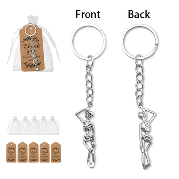 Silver Hanging Skeleton Metal Keychain Chain Pendant