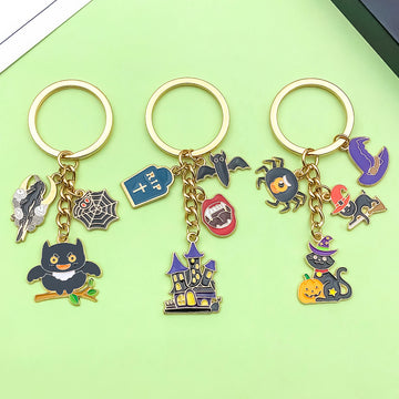 Halloween Charm Keychains Featuring Black Halloween Across 44 Pictured Variations