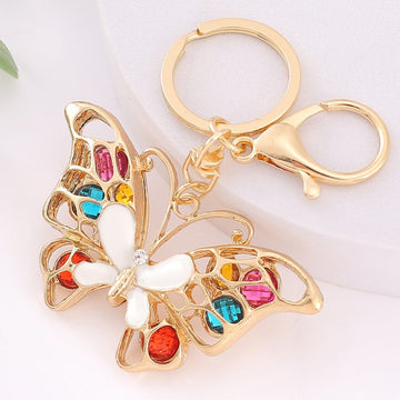 Openwork Multicolor Rhinestone Butterfly Keychain Charm