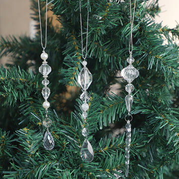 Clear Crystal Icicle Christmas Tree Hanging Ornaments