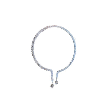 Silver Crystal Teardrop Collar Necklace Decorative Jewelry Design