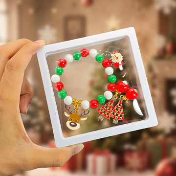 Christmas Reindeer Bead Bracelet Santa Ring Tree Earrings