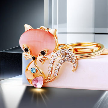Moonstone Fox Keychains in Pink Blue White and Assorted Colors