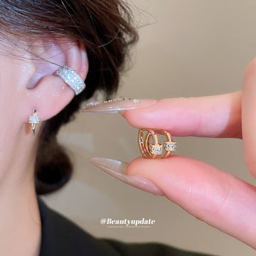 Crystal Pave Huggie Earrings in Three Metal Finishes