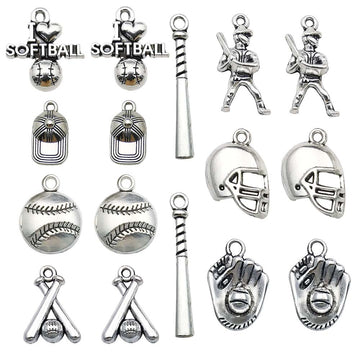 Antique Silver Sports Theme Metal Charms with 81 Listed Options