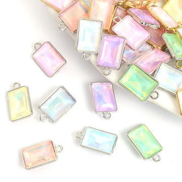 Iridescent Rectangle Glass Jewelry Components For DIY Earrings And Bracelets Charms