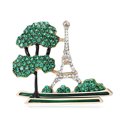 Eiffel Tower Garden brooch front view on a white background