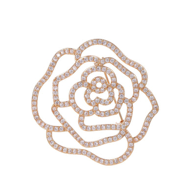 Front product view of an 18k rose diamond brooch
