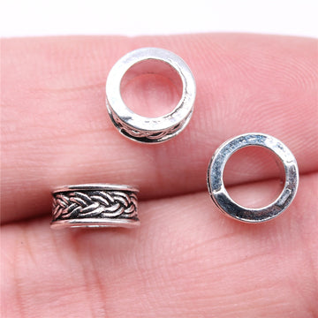 Braided Pattern Large Hole Metal Beads in Two Finishes