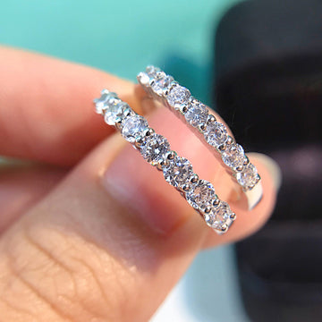 Silver Rose Gold Thin Single Row CZ Stack Band Ring