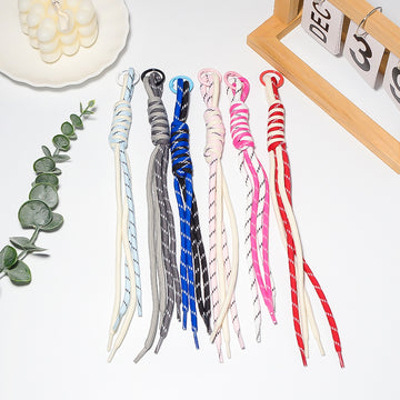 Braided Stripe Cord Tassel Keychain Bag Hang Strap