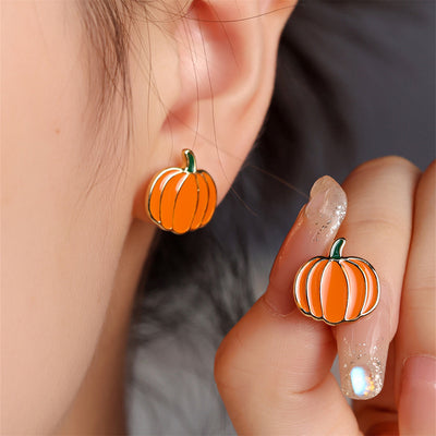 Orange pumpkin stud earrings product view