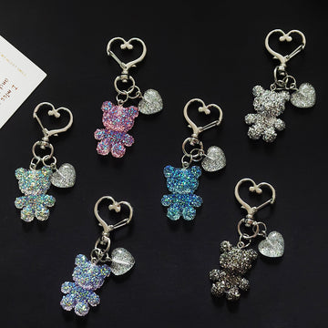 Glitter Teddy Bear and Heart-Clasp Charms in Six Colors