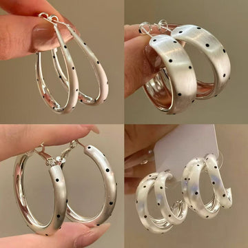 Silver C Hoop Earrings in Three Spotted Designs for Everyday Styling