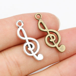 Treble Clef Music Charms in Antique Bronze and Silver