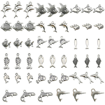 Metallic Dolphin and Fish Metal Charms with 18 Listed Options