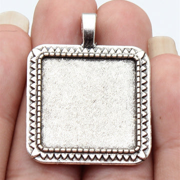 Square Cabochon Settings in Two Antique Metal Finishes