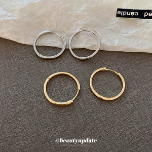 Simple Round Hoop Earrings in Silver and Gold Tone