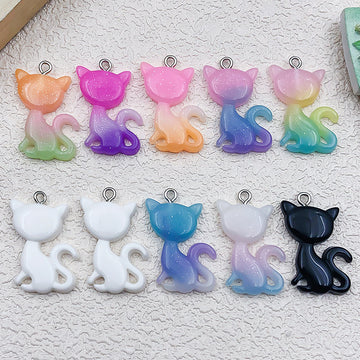 Colorful Cat Glossy Charms with 16 Listed Options for DIY Jewelry Making