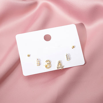 Gold-Tone Number 1314 Stud Earrings with Clear Crystal Accents