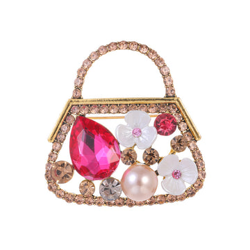 Red Gold Tone Handbag Metal Brooch Pin for Jackets and Lapels