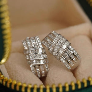 Silver Crisscross Clear Stone Huggie Earrings Metal Jewelry Design