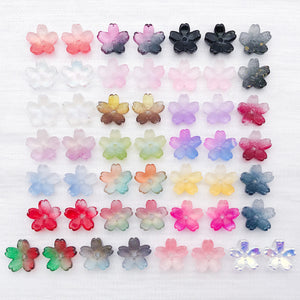 Glass Cherry Blossom Beads, 10 mm Five-Petal Flowers with 1.2 mm Hole, 25 Colors