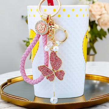 Jeweled Small Butterfly Tassel Keychains with Fortune Loops and Loop Only Options
