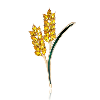 Yellow Crystal Wheat Stem brooch shown in front product view