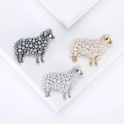 Front view of sheep silhouette covered with rows of pearl like beads