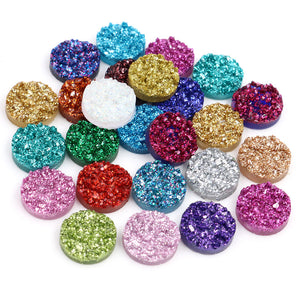 Round Glitter Resin Cabochons in Ninety-Three Color and Size Options