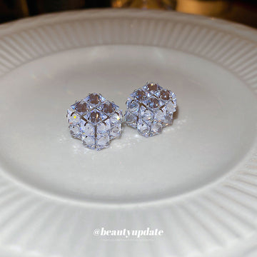 Pale Purple Crystal Flower Cluster Stud Earrings Fashion Jewelry