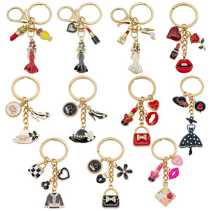 Zinc Alloy Enamel Fashion Keychains in Ten Dress and Bag Designs